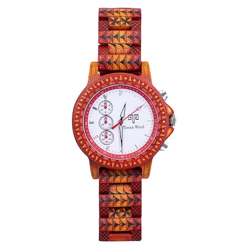Reloj Alebrije by Tonas Wood Unisex Color Rojo Mayab