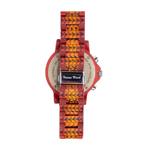 Reloj Alebrije by Tonas Wood Unisex Color Rojo Mayab