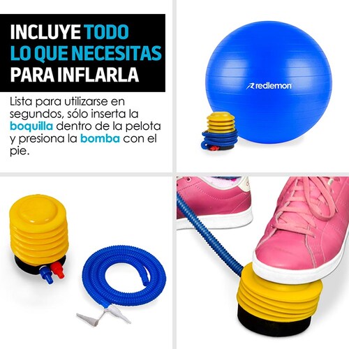 Pelota Pilates Yoga Fitness 65 Cm Con Bomba de Aire Redlemon