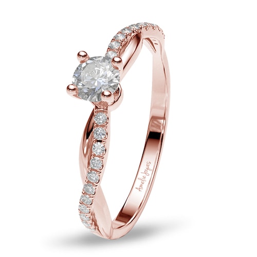 Anillo de Compromiso con 37 puntos Diamante Natural Certificado Oro 14K Amelie Joyas