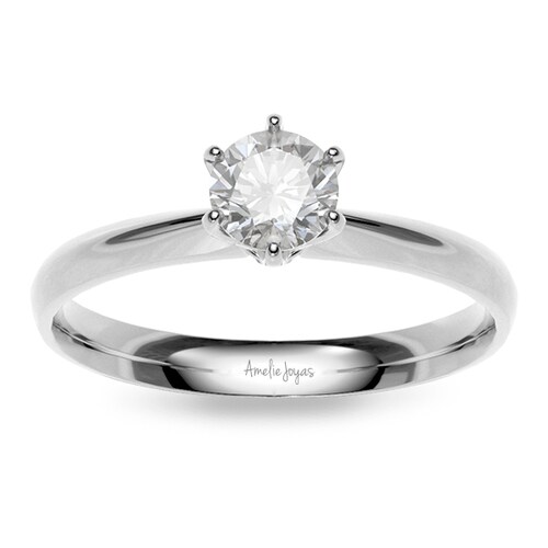 Anillo de Compromiso con 35 puntos Diamante Natural Certificado Oro 14K Amelie Joyas