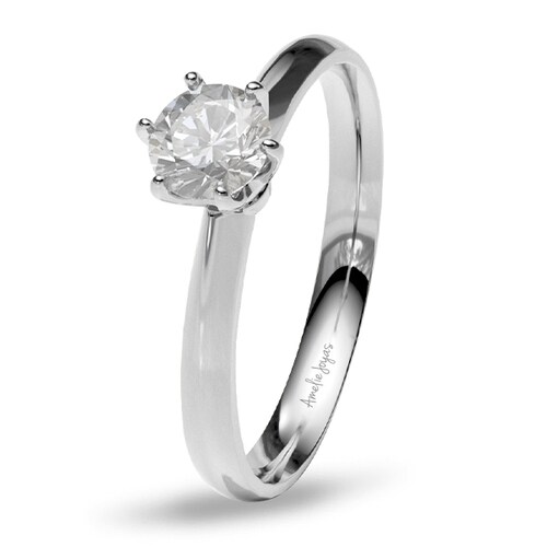 Anillo de Compromiso con 35 puntos Diamante Natural Certificado Oro 14K Amelie Joyas