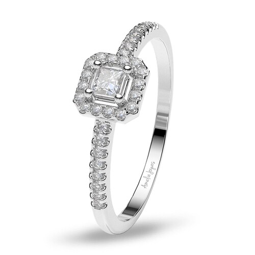 Anillo de Compromiso con 20 puntos Diamante Natural Certificado Oro 14K Amelie Joyas