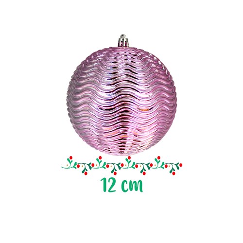 Esferas Navideñas Plástico Grandes Doradas Rosas 12cm 16 Pzs