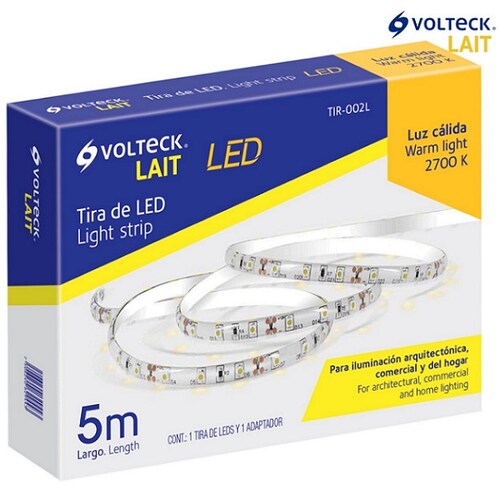 Luces Tira de LED para interior y exterior, 5 m, 18 W, 2700K - 60 LEDs por metro TIR-002L VOLTECK