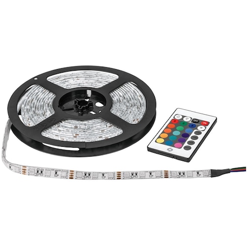 Luces-Tira LED multicolor RGB 40 W, 5 m para interior y exterior ideal para Jardin ,16 colores diferentes TIR-010L  VOLTECK