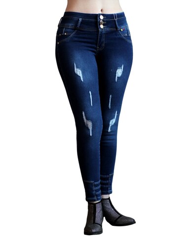 Jeans rasgados rotos pantalón mezclilla colombianos destrucción skinny stretch Bella TI