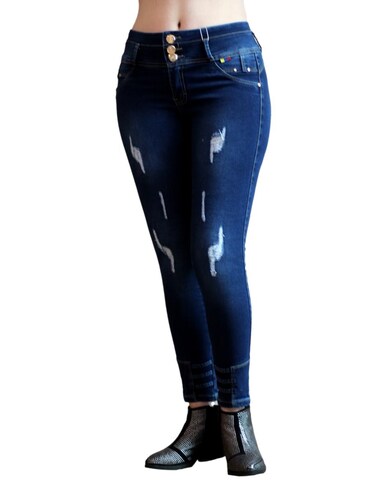 Jeans rasgados rotos pantalón mezclilla colombianos destrucción skinny stretch Bella TI