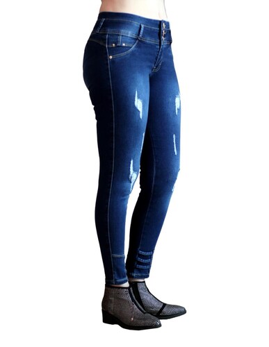 Jeans rasgados rotos pantalón mezclilla colombianos destrucción skinny stretch Bella TI