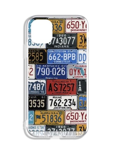CARCASA CASE FUNDA PARA IPHONE PRO MAX DISEÑO DE PLACAS DE AUTOS MULTICOLOR.