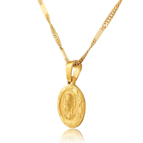  Medalla (Sin Cadena) Oro 18k Laminado #088 Forma Circular Sagrado Corazón de Jesús realzado bordes y fondo detalles tallados Alto 1.3 cm diámetro 1.3 cm