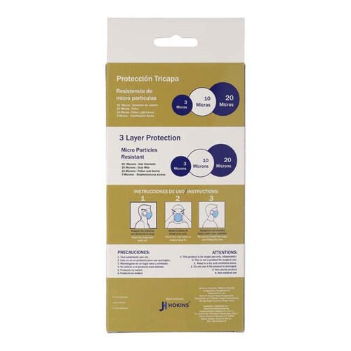 CUBREBOCAS HOKINS COLOR NJA 1000 PZS TERMOSELLADO CALIDAD PREMIUM GRADO QUIRURGICO REGISTRO COFEPRIS SSA 0341C2