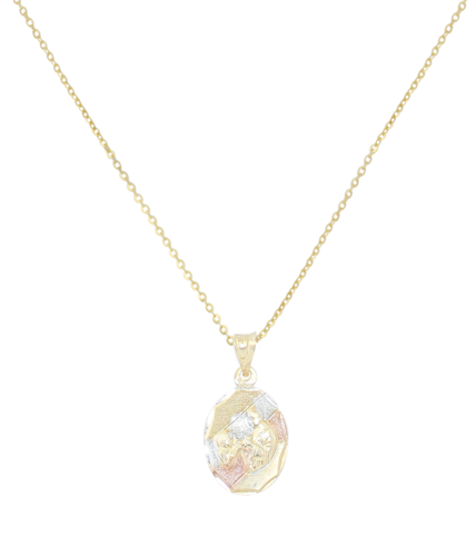 Medalla (Sin Cadena) Oro 18k Laminado #125 Forma Oval Primera Comunión Niño Recibiendo Eucaristía Estilo Florentino Alto 1.2 cm Diámetro 1 cm