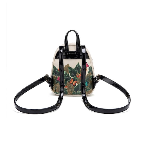 Mini Mochila Frida Kahlo Cartoon Backpack Original Color beige con negro.