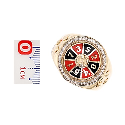 Anillo para Dama con Diseño de Ruleta elaborado de Oro macizo de 14 K + Obsequio