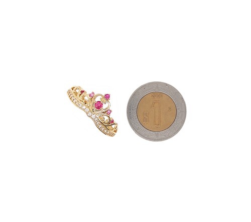 Elegante Anillo para Dama con Diseño de Corona y Circonias color Rosa en Oro Amarillo de 14 K + Obsequio