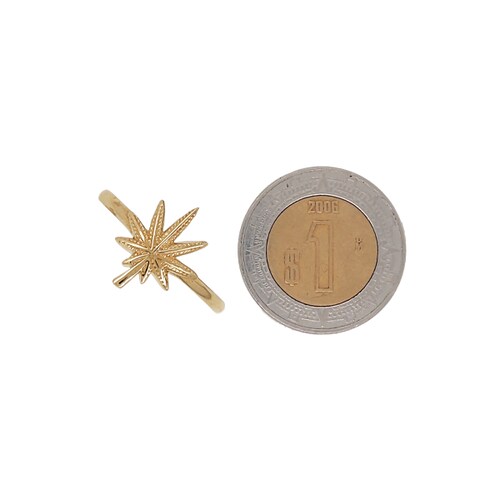 Anillo con Diseño de Hoja de Marihuana en Oro Amarillo de 14 K + Obsequio
