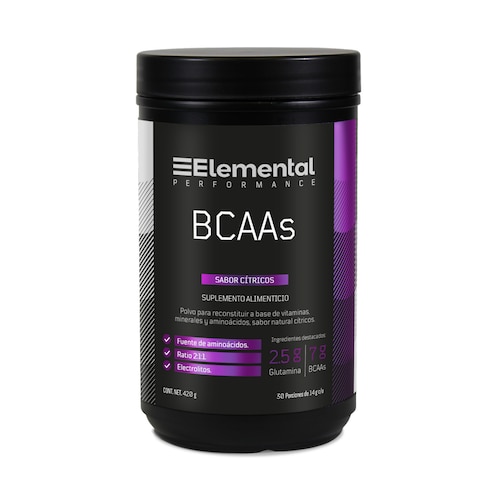 BCAAS | 30 porciones de 14g c/u | 420g | Fuente de aminoácidos | Ratio 2:1:1. | Electrolitos | Sabor natural cítricos