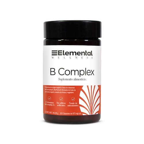 B COMPLEX | Complejo B 60 cápsulas de 673mg c/u | 40.38g | 8 vitaminas del complejo B | Sin aditivos| Fuente de antioxidantes | Bioperine