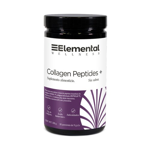 COLLAGEN PEPTIDES + | Colágeno 30 porciones de 11g | 330g | Colágeno Verisol | Ácido Hialurónico | Fuente de antioxidantes