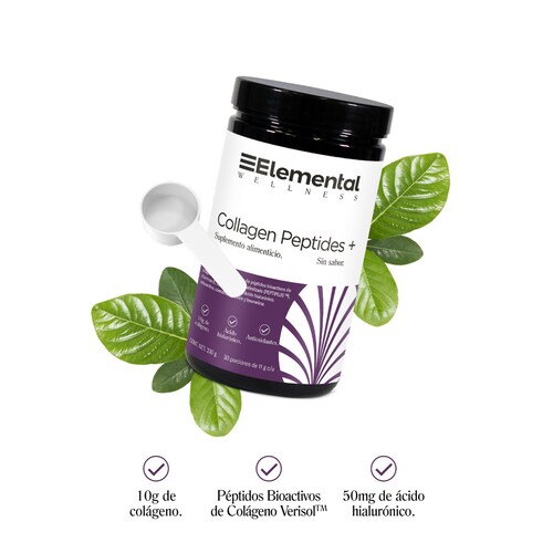 COLLAGEN PEPTIDES + | Colágeno 30 porciones de 11g | 330g | Colágeno Verisol | Ácido Hialurónico | Fuente de antioxidantes