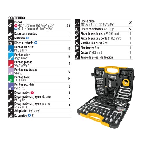Juego De Herramientas Para Mecánico, 133 Piezas Set Tool 1/4" y 3/8"