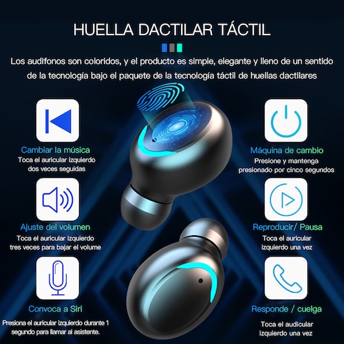 Audífonos Bluetooth Inalámbricos Recargables Control Touch