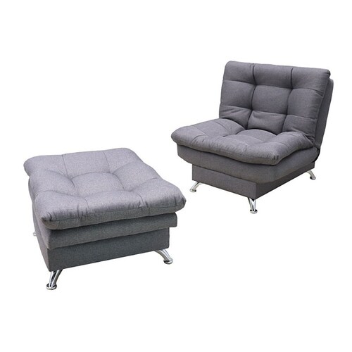 Sofa cama Individual Sillon Reclinable con Taburete tapizado en