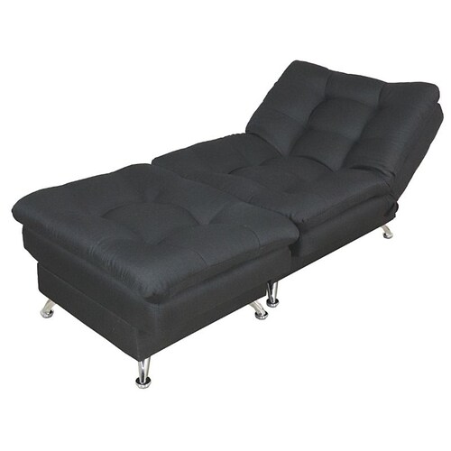 Sofa cama Individual Sillon Reclinable con Taburete tapizado en Lino Azul