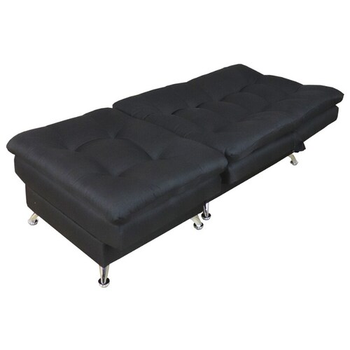 Sillón Individual con Reposapies Sofa cama tapiz en Lino Negro