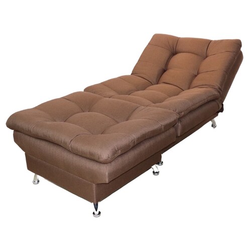 Sofá Reclinable Individual Sillón y Taburete tapizado en Lino Chocolate