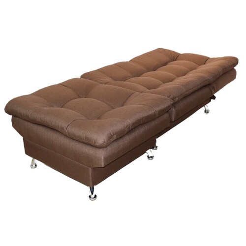 Sofá Reclinable Individual Sillón y Taburete tapizado en Lino Chocolate