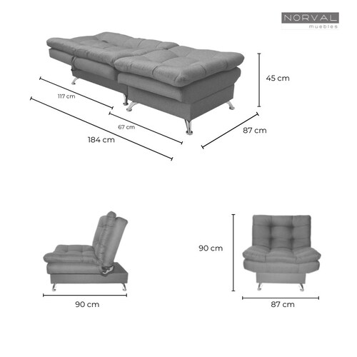 Sillón y Taburete Moderno Futón Individual tapiz Lino Negro y Turquesa