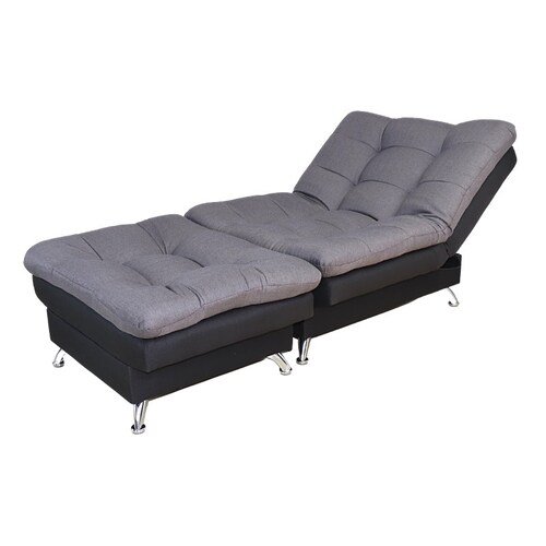 Sillón Reclinable con Reposapies Sofá Cama Moderno Lino Negro con Gris