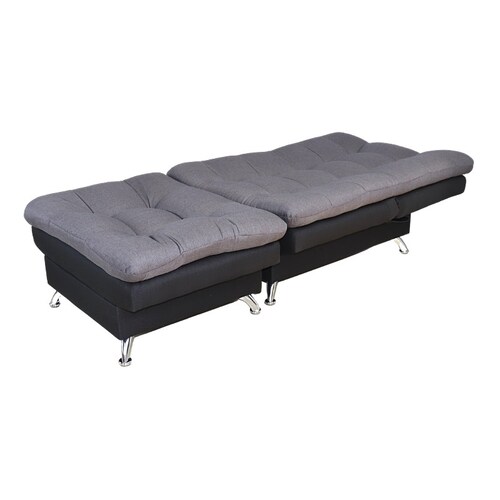 Sillón Reclinable con Reposapies Sofá Cama Moderno Lino Negro con Gris