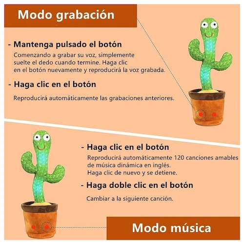 Juguete De Peluches De Cactus Bailando Cantando Bailador 