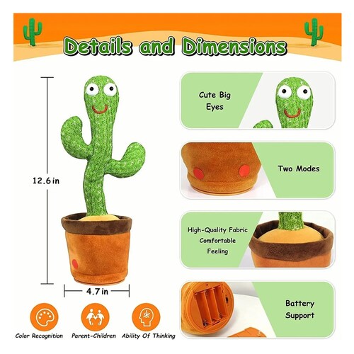 Juguete De Peluches De Cactus Bailando Cantando Bailador 