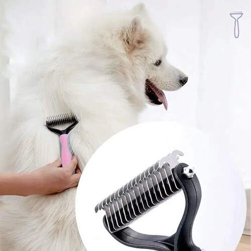 Cepillo Deslanador Depelo Para Perros Evita Los Nudos Rosa