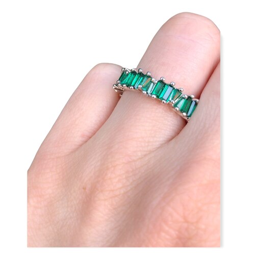 Churumbela De Zirconía Baguette Verde Plata 925 -amour.