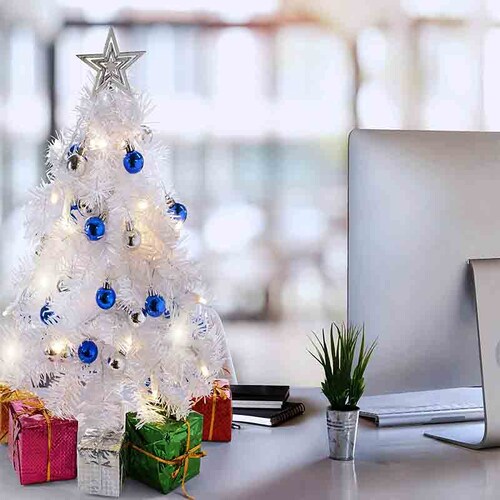 Arbol de Navidad Artificial Mini Blanco Decoración de Mesa Alto 60 cm Kyuden Home