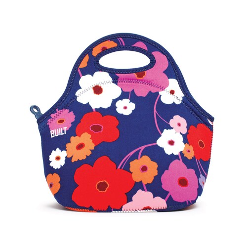 Bolsa de Almuerzo Built de 1 Pieza color Azul Marino y Diseño con Flores hecha de Neopreno, Material de Alto Rendimiento