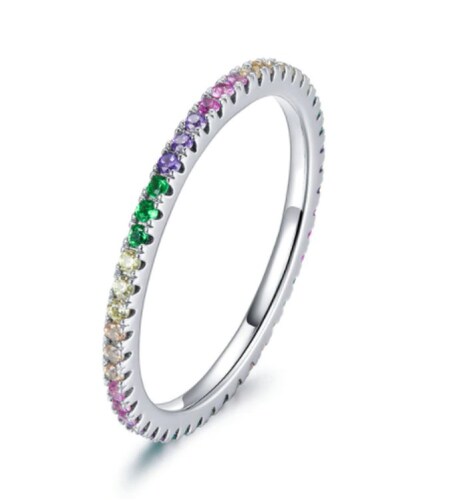 Churumbela-Completa Delgada-Multicolor-De-Zirconía-Plata-925-Amour