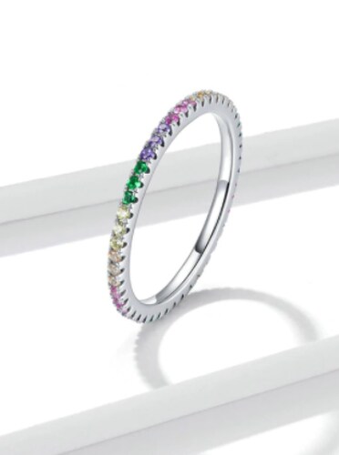 Churumbela-Completa Delgada-Multicolor-De-Zirconía-Plata-925-Amour