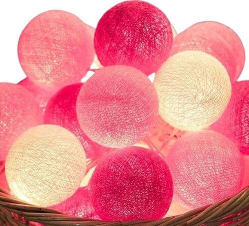 Serie Esferas Hilo Luces Guías Pilas Luz Cálida Decoración