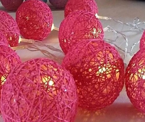 Serie Esferas Hilo Luces Guías Pilas Luz Cálida Decoración