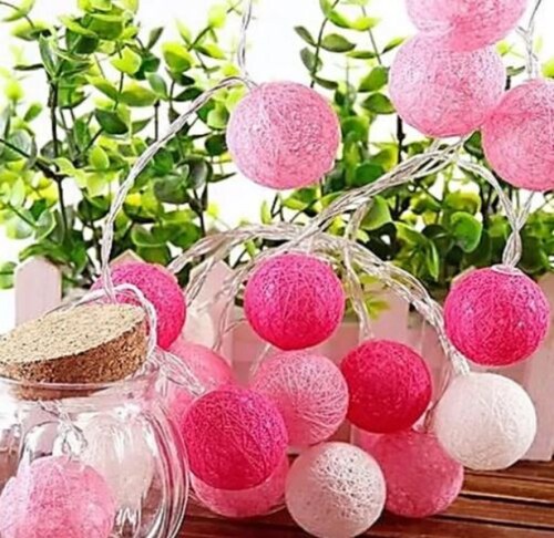 Serie Esferas Hilo Luces Guías Pilas Luz Cálida Decoración