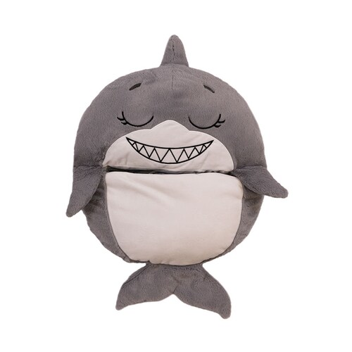 Saco de dormir, almohada y peluche todo en uno Happy Nappers Tiburón Beautifull Home Colchoneta para siesta con almohada ideal para viajes, guardería y camping.