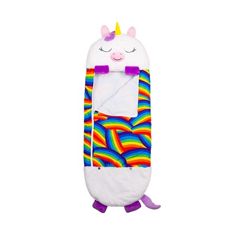 Saco de dormir, almohada y peluche en uno Happy Nappers Unicornio Beautifull Home Colchoneta para siesta con almohada ideal para viajes, guardería y camping.