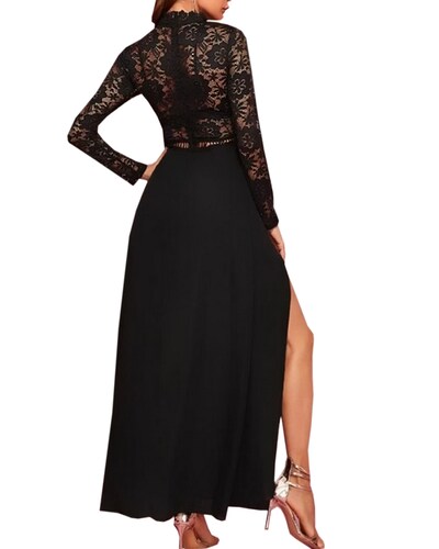 Maxi Vestido Largo Elegante Sexi de Encaje para Fiesta Dama