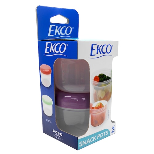 2 Pack de Mini Herméticos Ekco Snack Go de 236 ml c/u hechos de Polipropileno